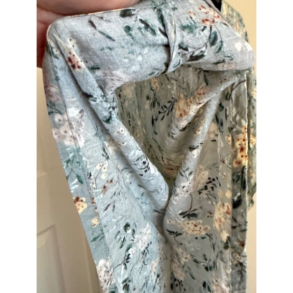 Natural Life Floral Kaftan Maxi Dress Sage Green Cotton V-Neck Empire Waist - Picture 3 of 7
